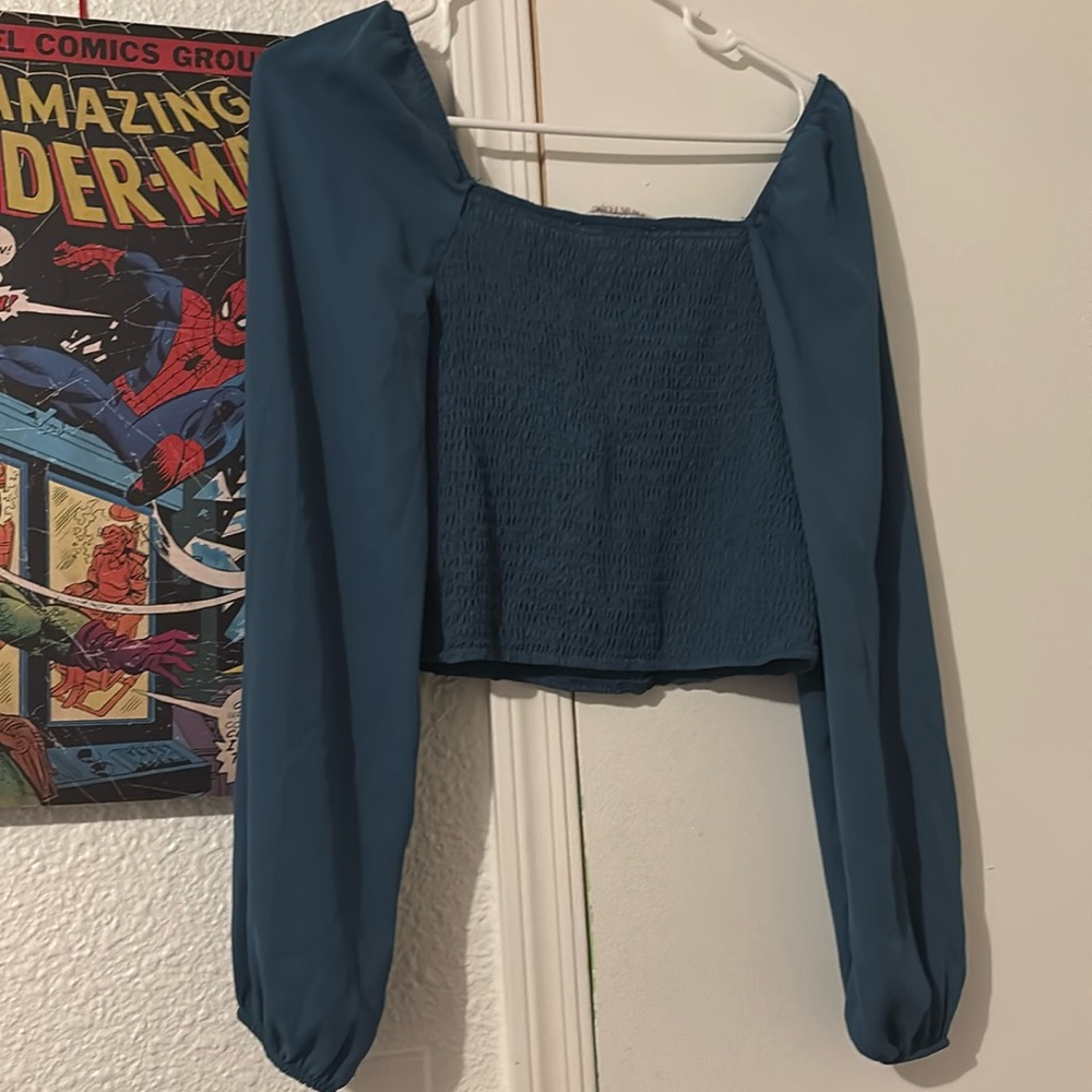 Blue long sleeve blouse